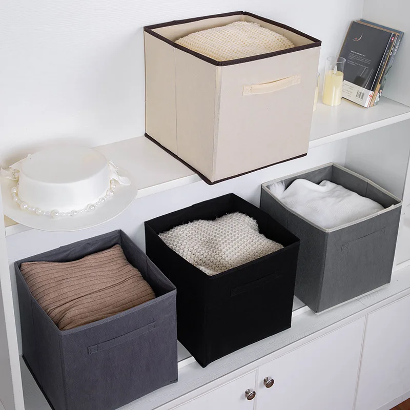 

Non woven square uncovered multifunctional storage box for household clothing and toys foldable handheld storage box