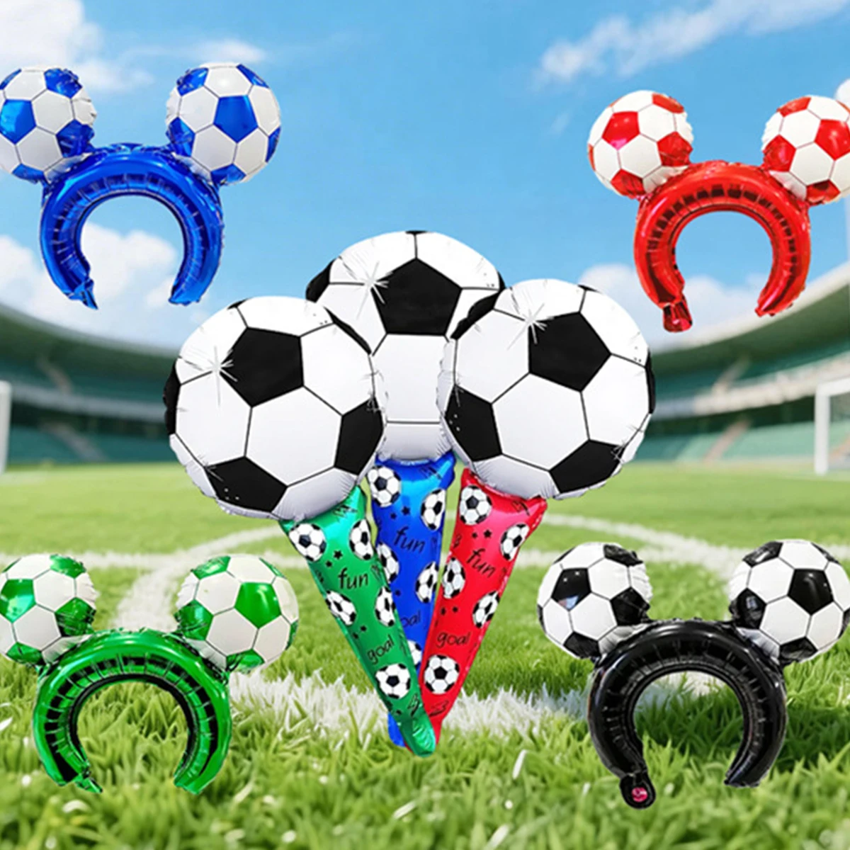 6 Stück Fußball-Haarspangen, Ballons, Fußball-Partyzubehör, Fußball-Themen-Geburtstagsdekoration, Fußball-Fan-Ausrüstung, Deko – Detail 5