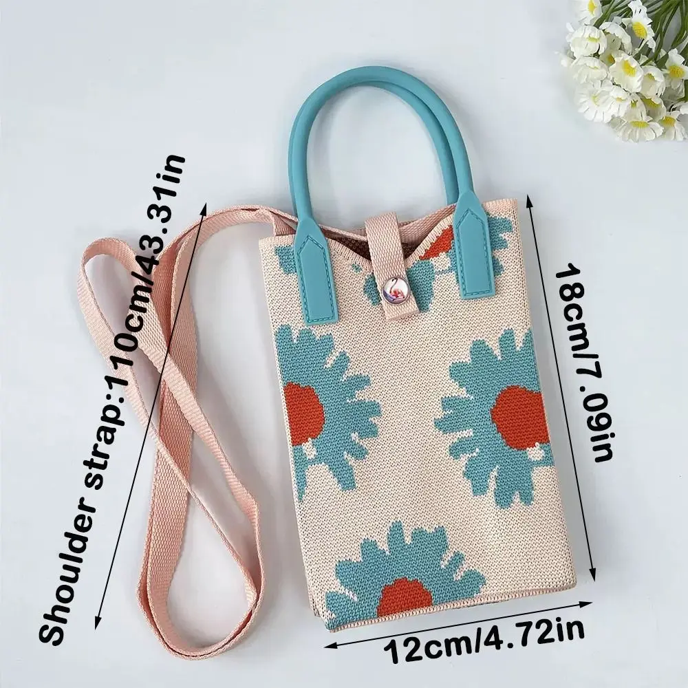 Geschenke Polyesterfaser Gestrickte Handytasche Cartoon Einhand-Handy-Aufbewahrungstasche Gestrickte Tragbare Schultertasche Umhängetasche – Detail 1