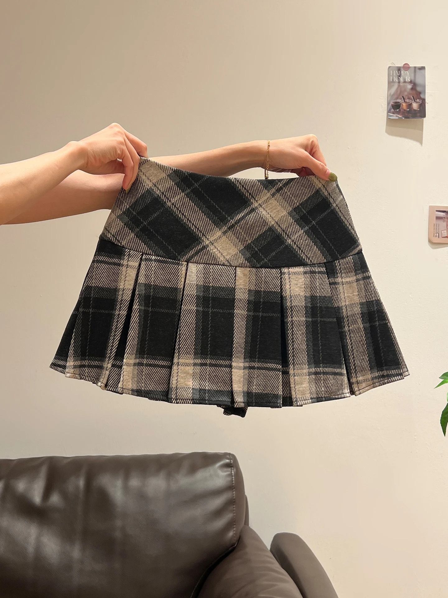 

Юбка трапециевидной формы с высокой талией, женская клетчатая цветная плиссированная юбка для похудения, высокая длина, летняя модная студенческая юбка