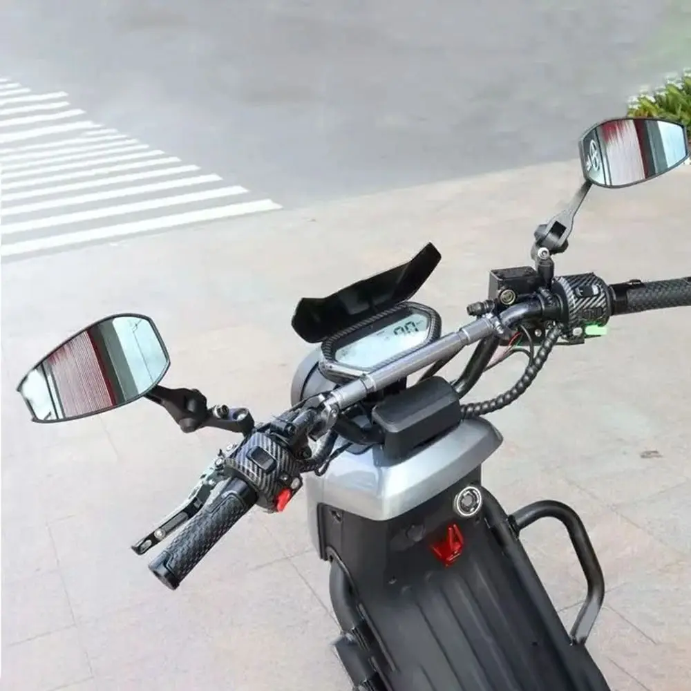 1 Pair Aluminum Alloy Motorcycle Rear View Mirror Blue Glass Angle Adjustable Motorcycle Side Mirror Anti-glare High Definition