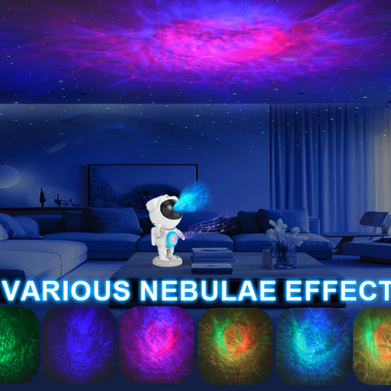 ShinyYing Astronaut Projector Lamp, Speaker Night Light with RGB Colors Remote Control Timer Bedroom Decor