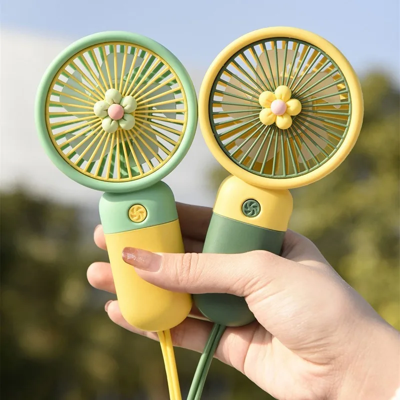 

Cute Cartoon Handheld Mini Fan with Phone Stand Rechargeable Portable Desktop Fan for Office Travel Baby Stroller