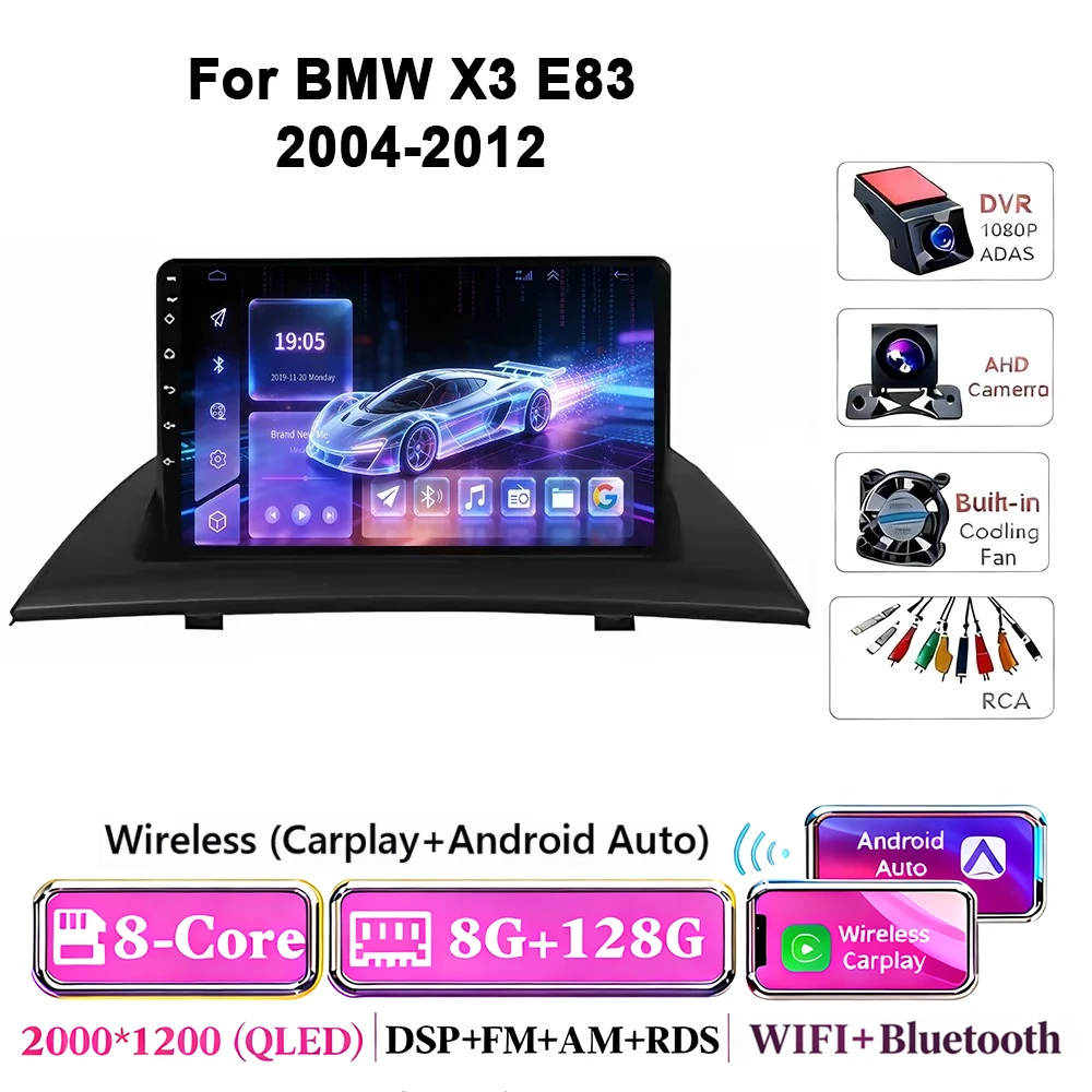 Android 17 autoradio voor BMW X3 E83 2004-2012 multimediaspeler GPS draadloze Carplay navigatiescherm monitor head unit stereo