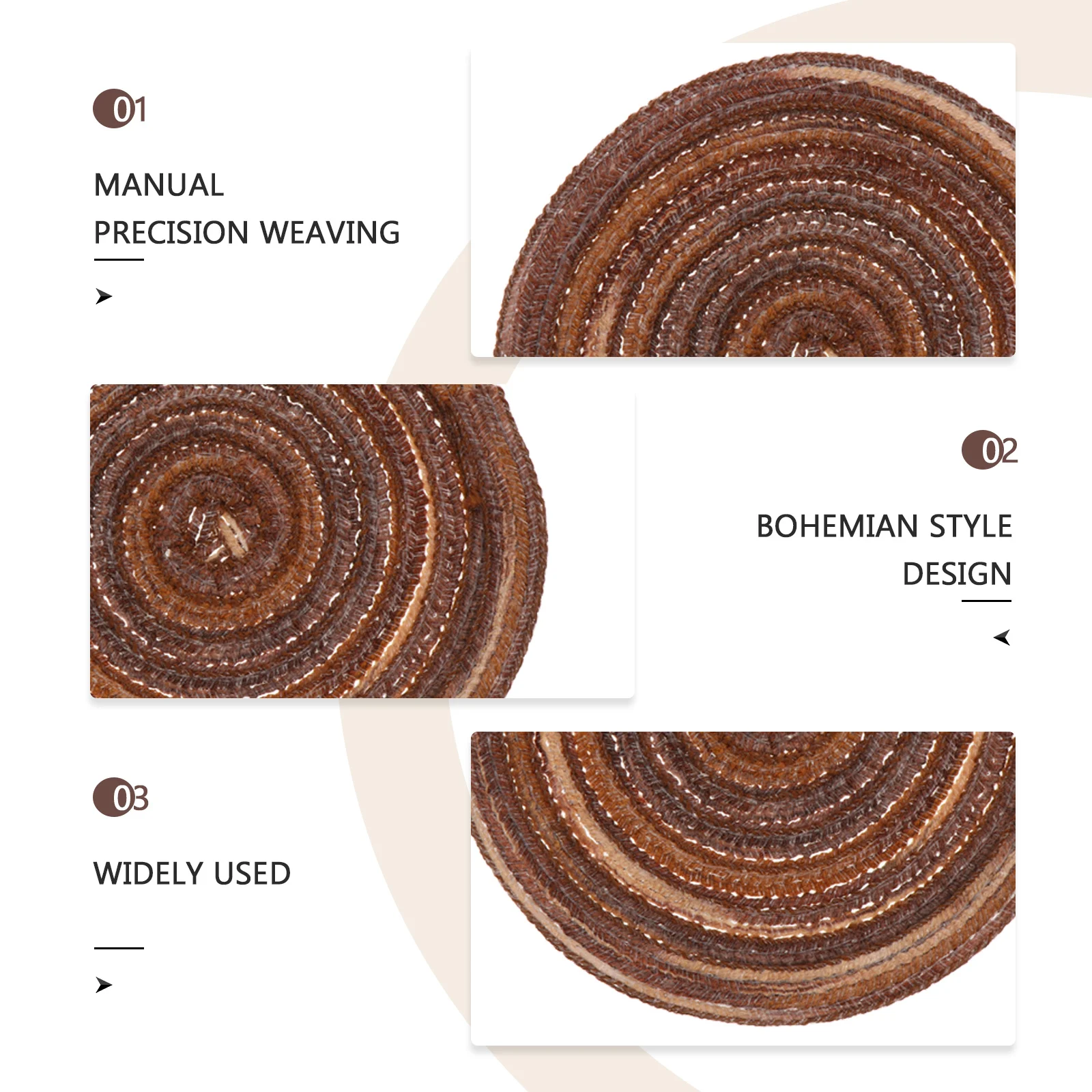 

4Pcs Round Woven Placemats Bohemian Style Heat Resistant Dining Table Mats Decorative Insulation Mats Home Pot Dish Pads