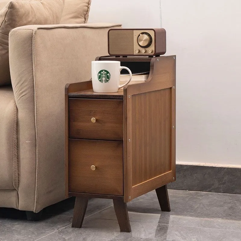 AOLIVIYA Bedroom Bedside Table Nightstand Sofa Side Storage Cabinet Narrow Shelf Drawer Locker Modern Minimalist Cream
