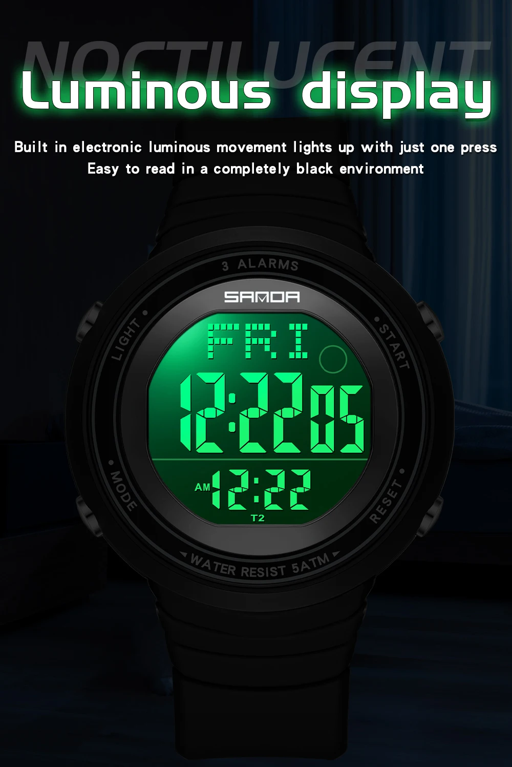 SANDA 真新しい 9073 学生電子時計スポーツ多機能防水 LED カウントダウンメンズ電子時計