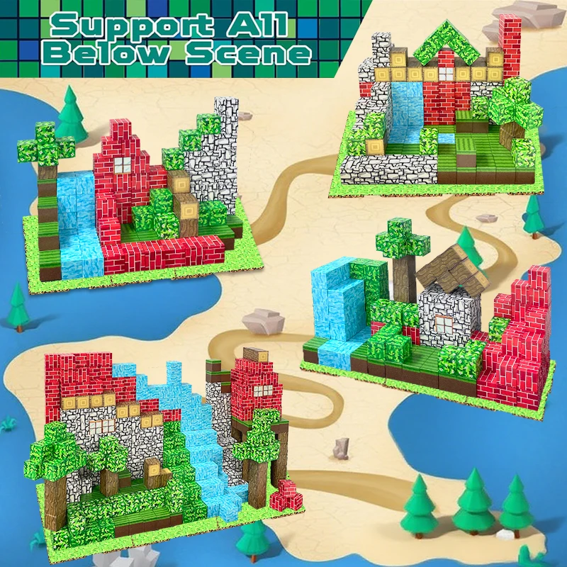 Magnetyczny zestaw klocków konstrukcyjnych, klocki do samodzielnego montażu dla dzieci, stół do zabawy z klockami konstrukcyjnymi z płytką bazową.