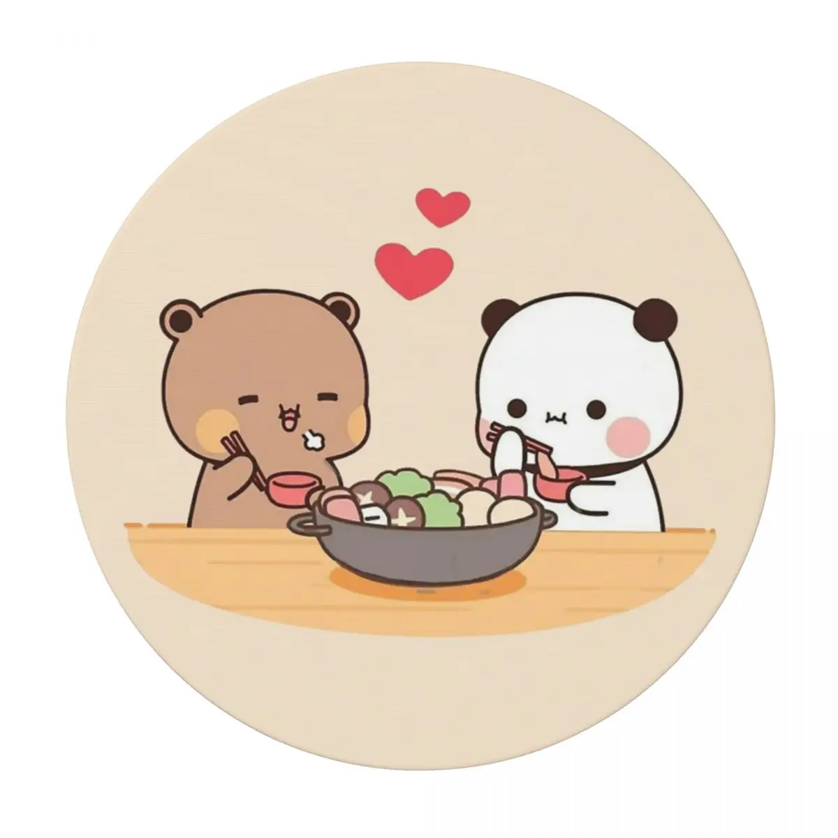 Bubu Dudu Panda Bears Cartoon Waterproof Round Tablecloth Oilproof Table Cloth for Kitchen Events Dining Table Cover