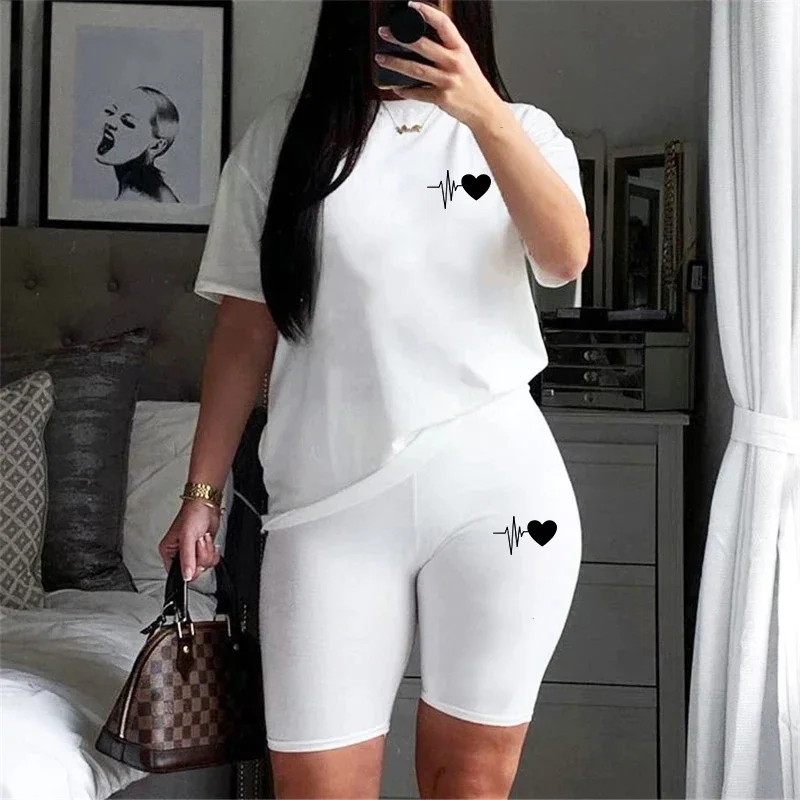 Hot Sales Comfort Quality Casual Woman Clothing Summer Two Piece Set Women Tracksuit T-Shirts O-Neck Shorts Daily Short Sleeve