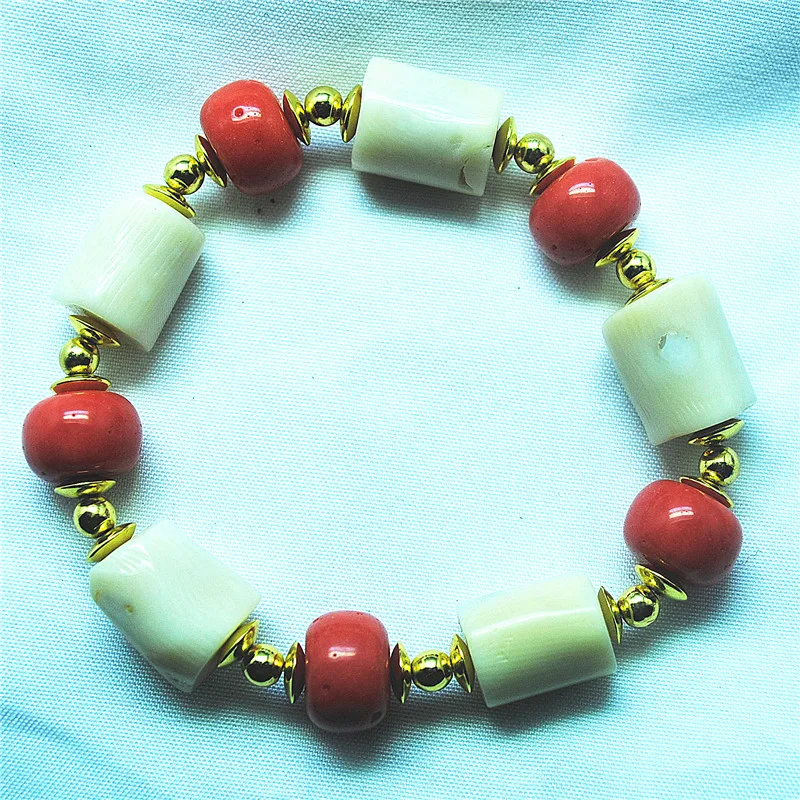 1PC HOT WOMEN BRACELETS ELASTIC WIRE FLEXBILE SIZE WHITE CORAL BEADS FOR CRAFT DECORATIONS