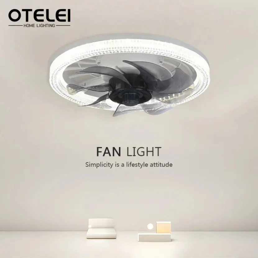 LED E27 Fan Light with Remote Control Dimmable Household Electric Fan Strong Wind Silent 85-265V Indoor Decorative Ceiling Fan