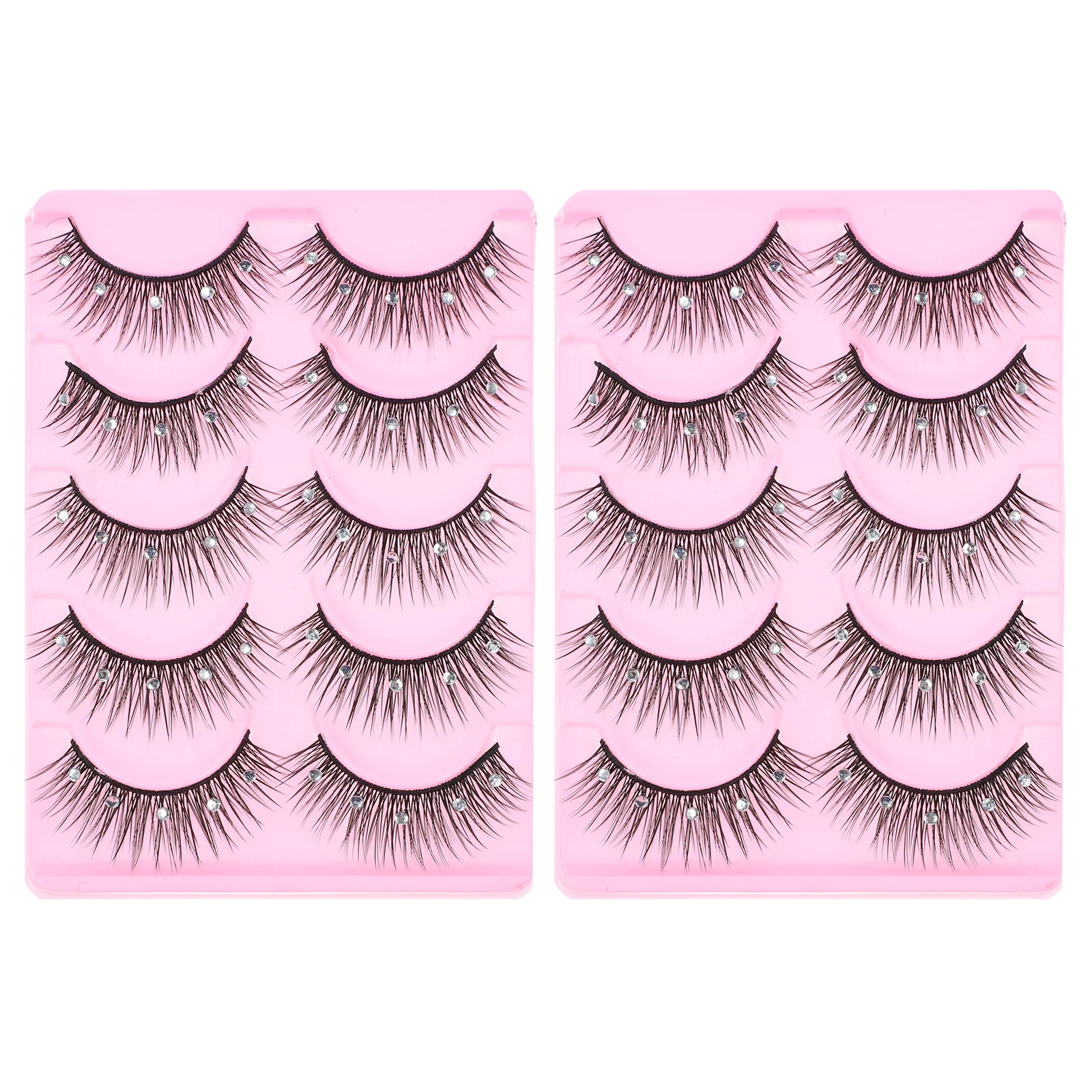 

10Pairs FalseEyelashes RhinestoneCross MagneticLashes PartyCosplay HalloweenPhotography FashionShow