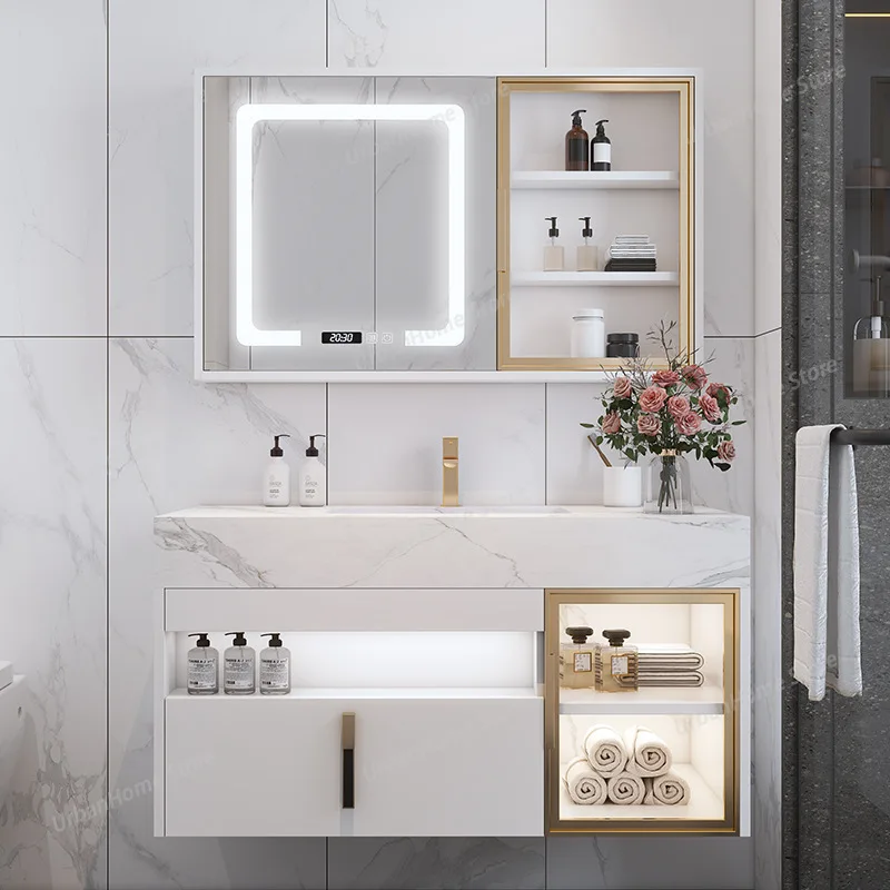 

Rock Slab Bathroom Cabinet Combination Wall Cabinet Basin Bathroom Cabinet Defogging Bathroom Furniture Kylpyhuonekaappi XYYSG