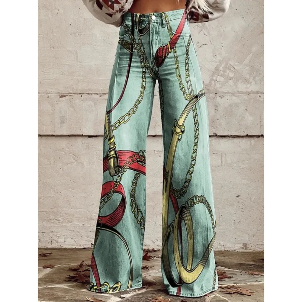 Damen Y2K Retro Print High Waist Wide Leg Pants Hip Hop Punk Streetwear Ästhetische Lässige Weite Hosen mit Taschen XXS-3XL – Detail 11
