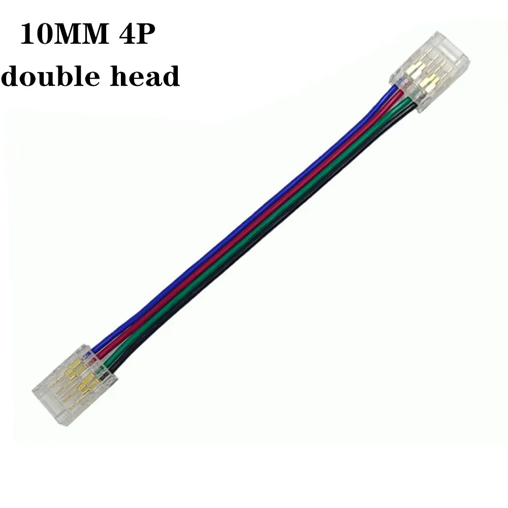 2P 4Pin 12V RGB 5050 Light Bar Solder-Free Crystal Clip Light Strip Butt 3528 5050 Single Warna RGB LED Strip Light Free Solder