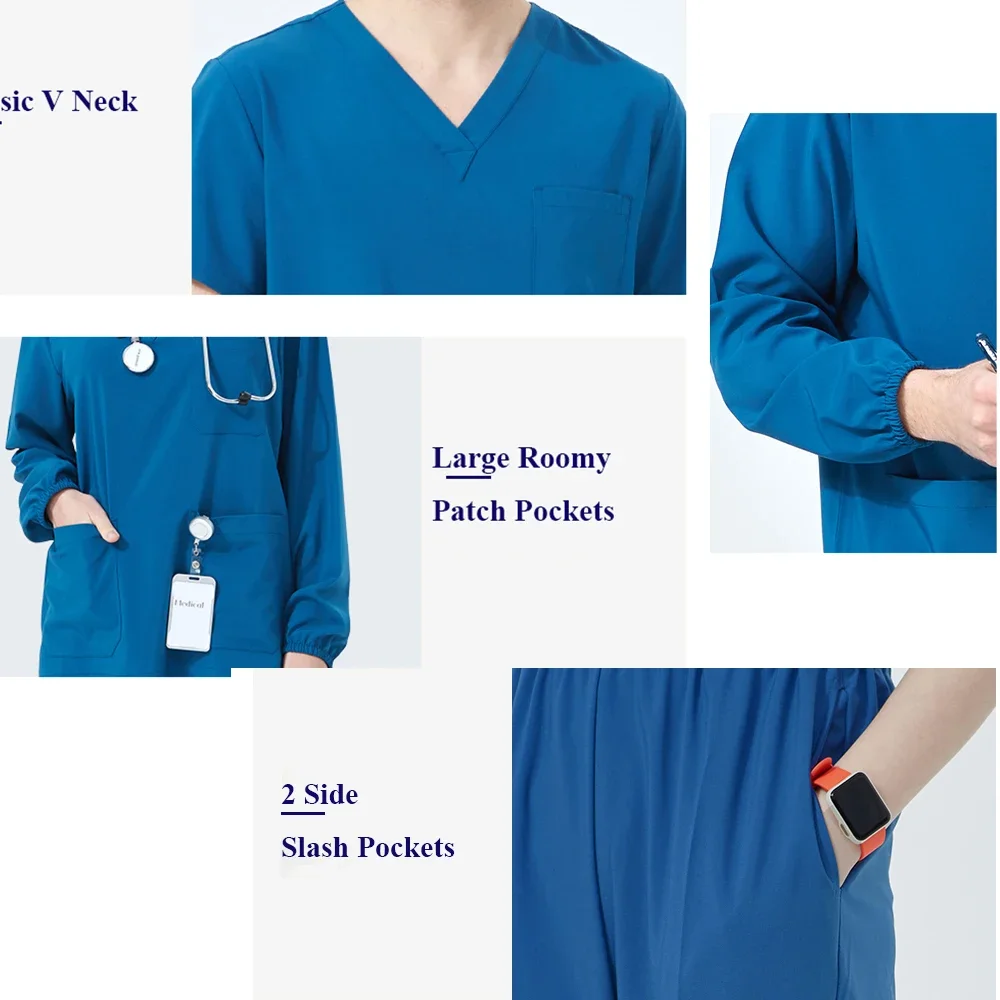 Conjunto médico elástico de secado rápido, médico y enfermera uniforme de, ropa de trabajo que absorbe la humedad, trajes veterinarios duraderos, S01-01