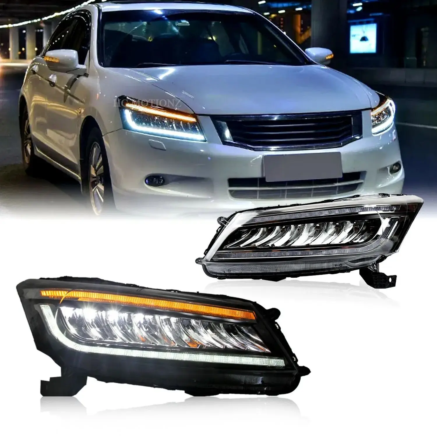 

LED Headlights For Honda Accord Sedan 2008-2012 DRL Start up Animation