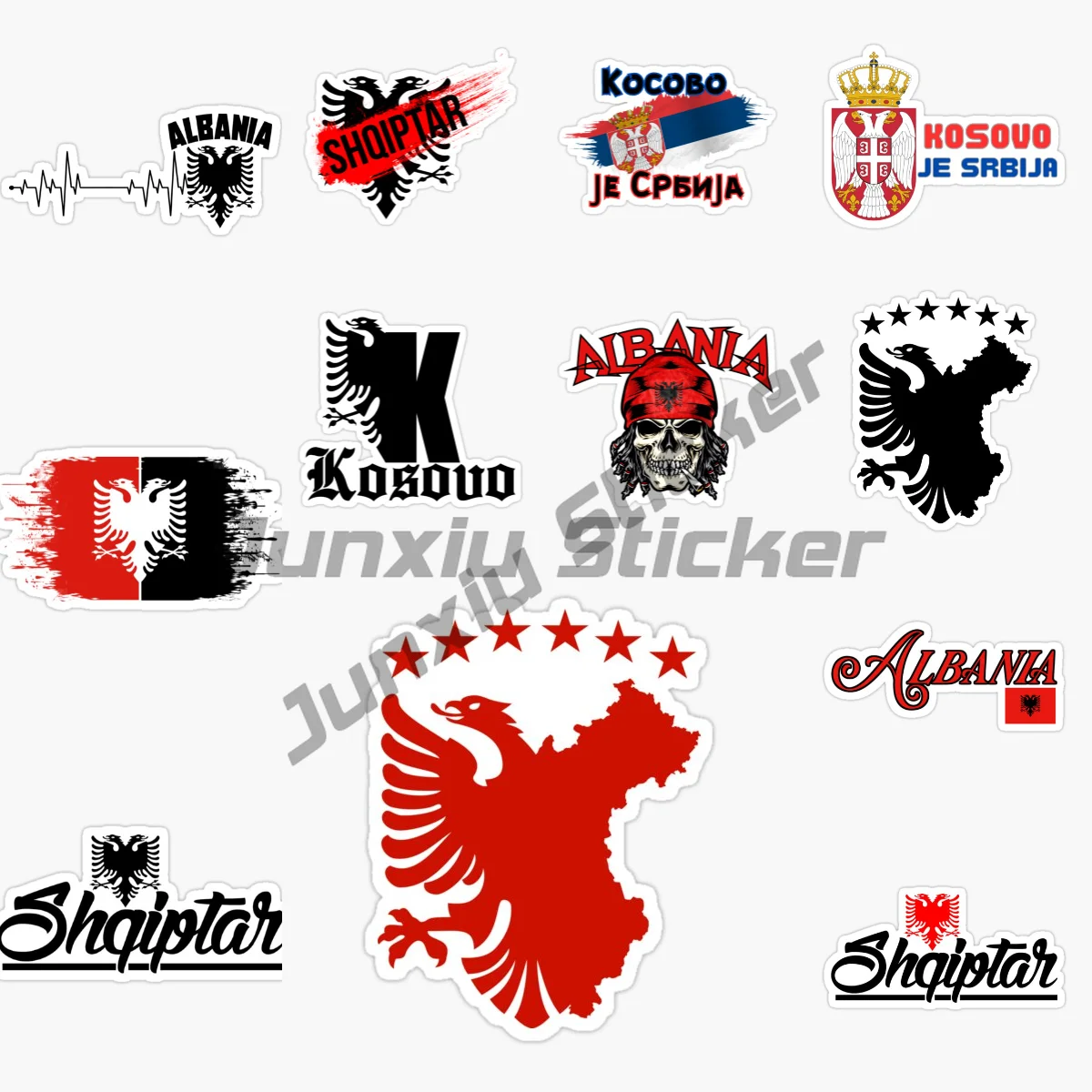 

AL Albania Flag National Emblem Eagle Creative Sticker for Decorate Car Van Bicycle Truck Wall Window Fridge Decal Accessories