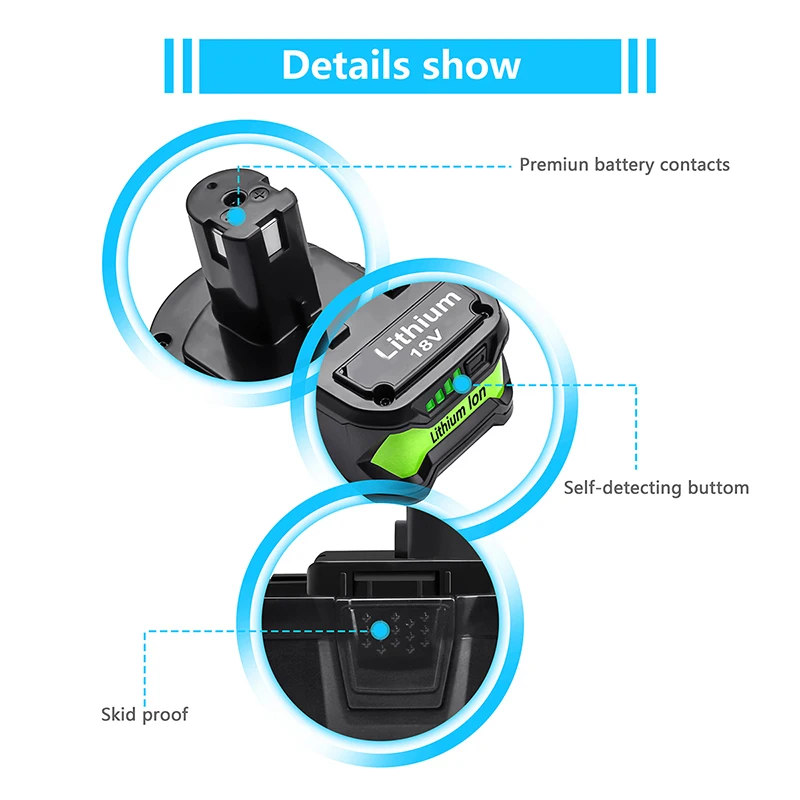 With charger 6.0Ah 18V Replacement Battery for Ryobi 18V Lithium Battery for P108 P102 P103 P104 P105 P109 ONE+ Cordless Tool