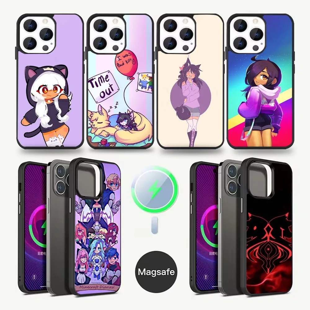 

A-Aphmau Meow Cats Phone Case For iPhone 16,15,14,13,12,11,Pro,Max,Plus,Mini,Magsafe,Magnetic Wireless Charging Case