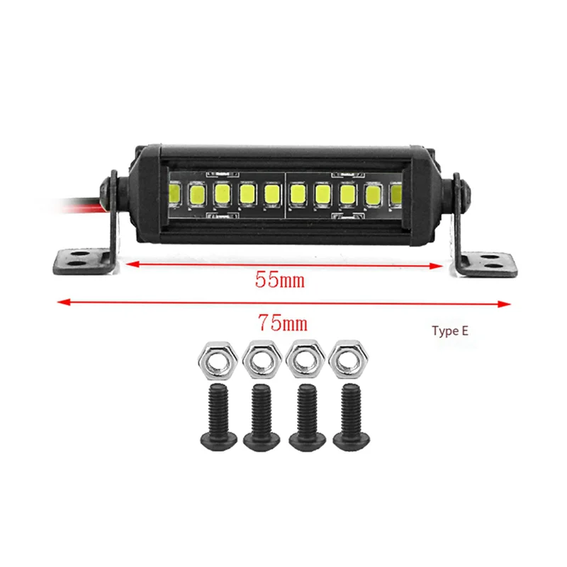 SQPP-2X RC Car Roof Lamp 24 36 LED Light Bar For 1/10 RC Crawler Axial SCX10 90046/47 SCX24 Wrangler D90 TRX4 Body, E