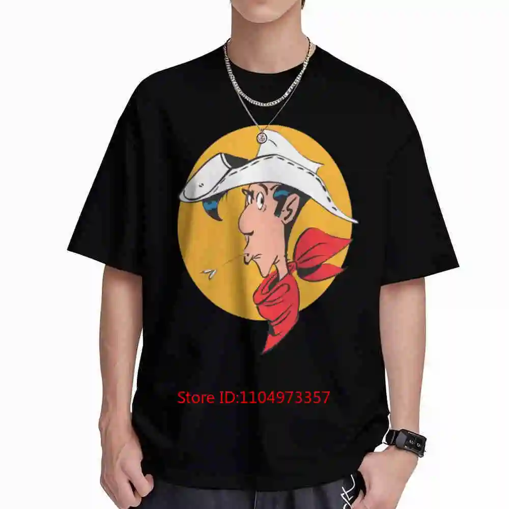 Lucky Luke Funny Cartoon Western Short Sleeve Tee 100% Cotton T-Shirt