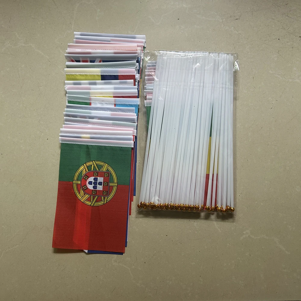 2026 Football World Flag 14x21cm 20x28cm 48pcs Small hand Flag string Flag Hanging Bar Store Supermarket Football cup Event