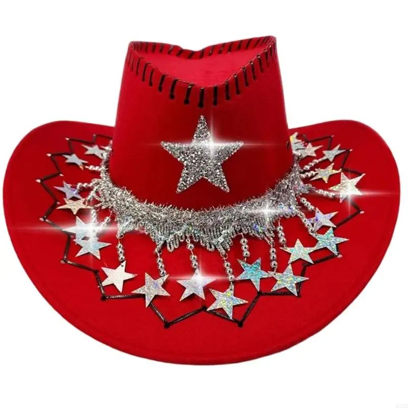 

Q22D Holiday Themed Wool Felts Cowboy Hats Perfect For Western Parties Daily Wear