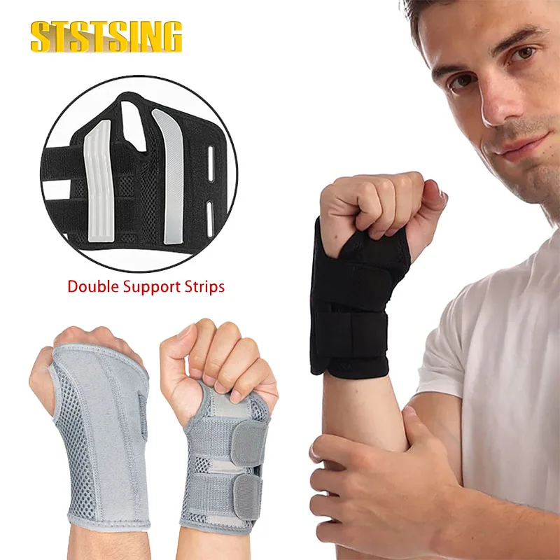 1Pcs Carpal Tunnel Wrist Brace (Left or Right) - Arm Compression Hand Support Splint - for Men Women - Universal Adjustable Fit