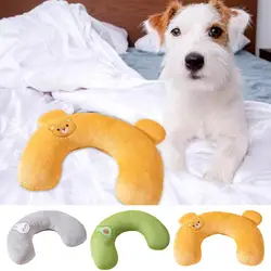 Pet Sleeping Pillow Ultra Soft Fluffy U-Shape Design Rabbit Dog Cat Bed Pillow Calming Toy Pet Supplies For Joint Relief