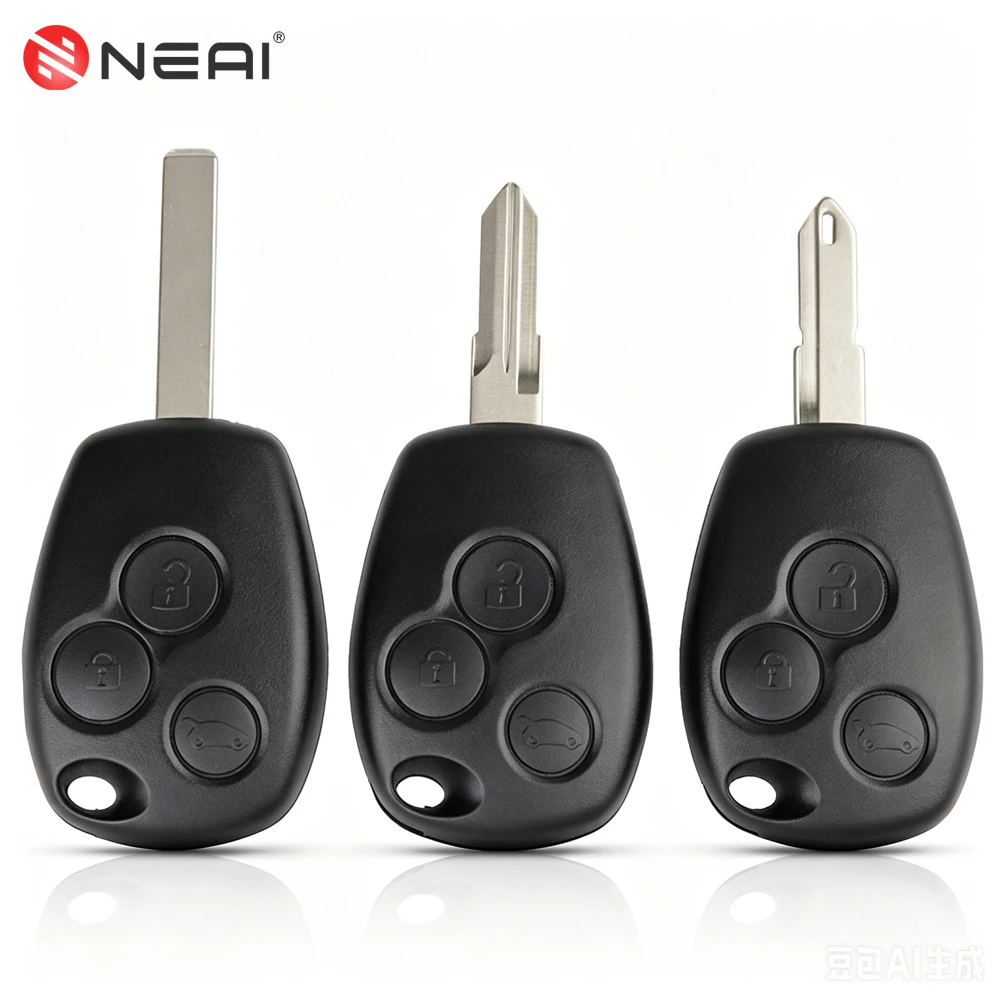 Carcasa de llave remota para Renault Traffic Twingo Logan Laguna Sandero Clio Fluence Vivaro Master con 3 botones y hoja sin cortar