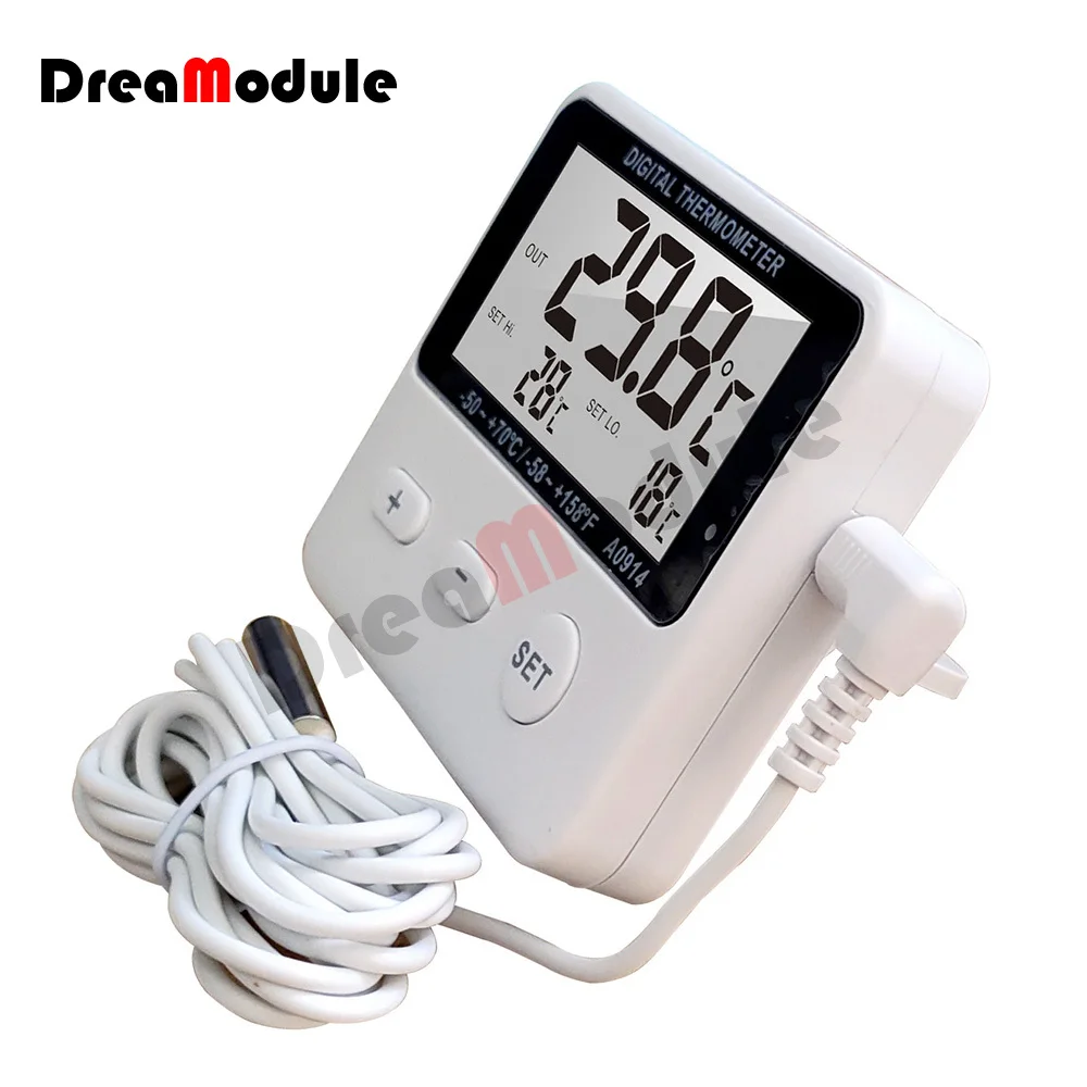 Digital Weather Station Thermometer Hygrometer Alarm Temperature Humidity Meter LCD Indoor Outdoor Wired External Sensor Tester