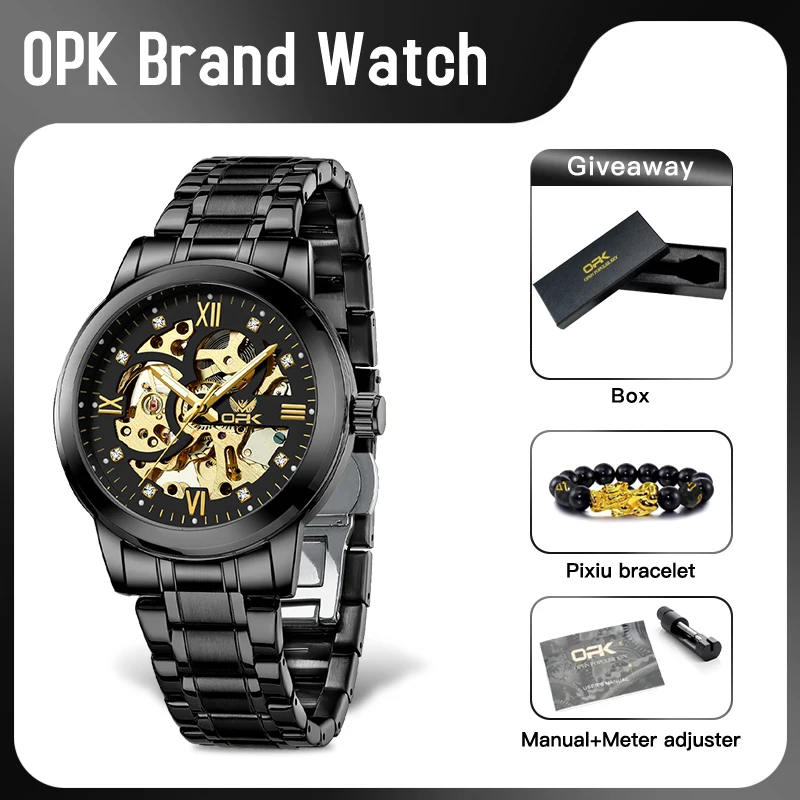 OPK 8165 Mens Watch Original Fashion Brand Luxury Watch Hollowing Watches For Men Waterproof Automatic Watch Mens Gifts Freebie