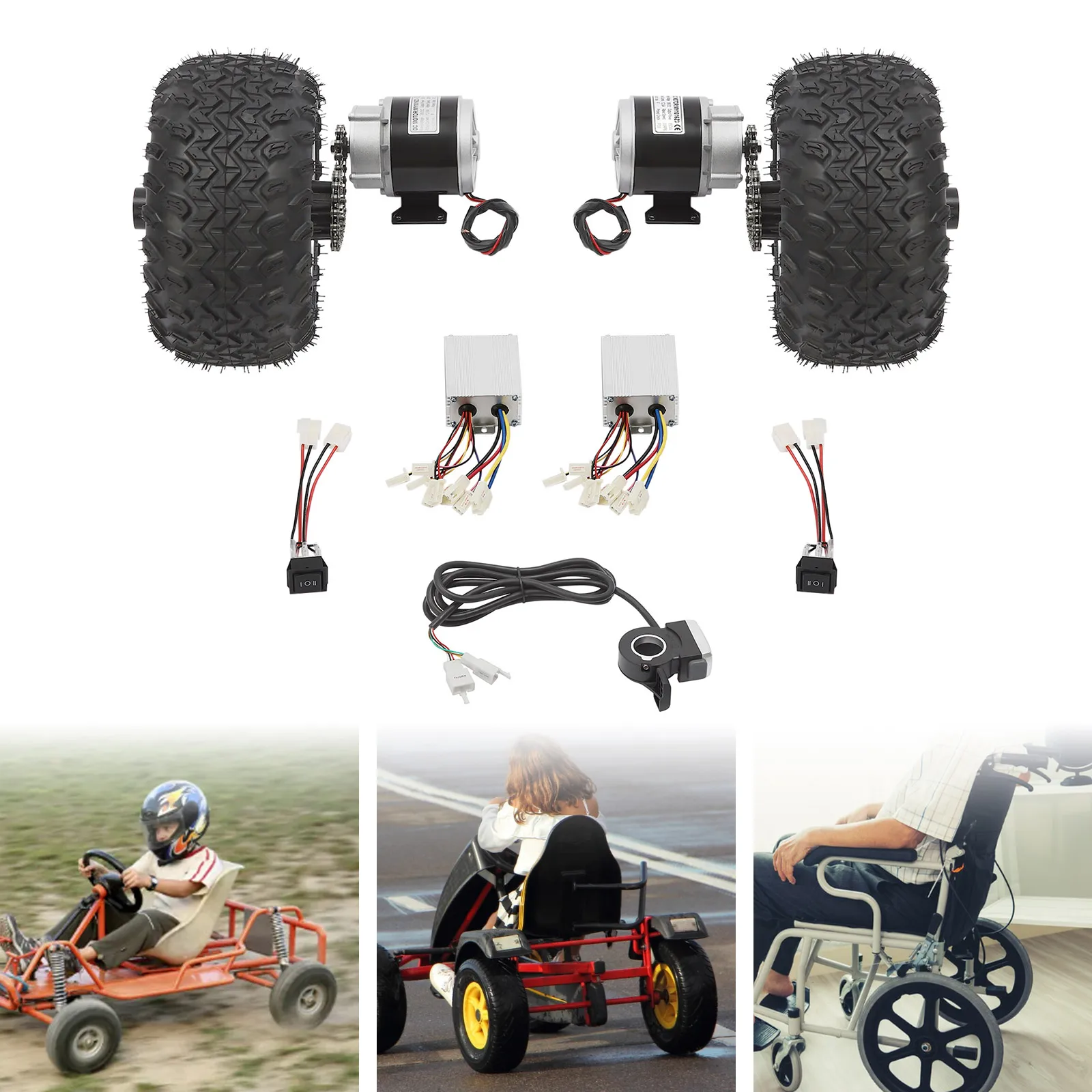 24 فولت/250 واط 36 فولت/350 واط سكوتر كهربائي تحويل عدة 10 "عجلات مزدوجة فرشاة موتور تروس محرك عجلة الهواء ث/عتاد عكسي + الإبهام خنق #4