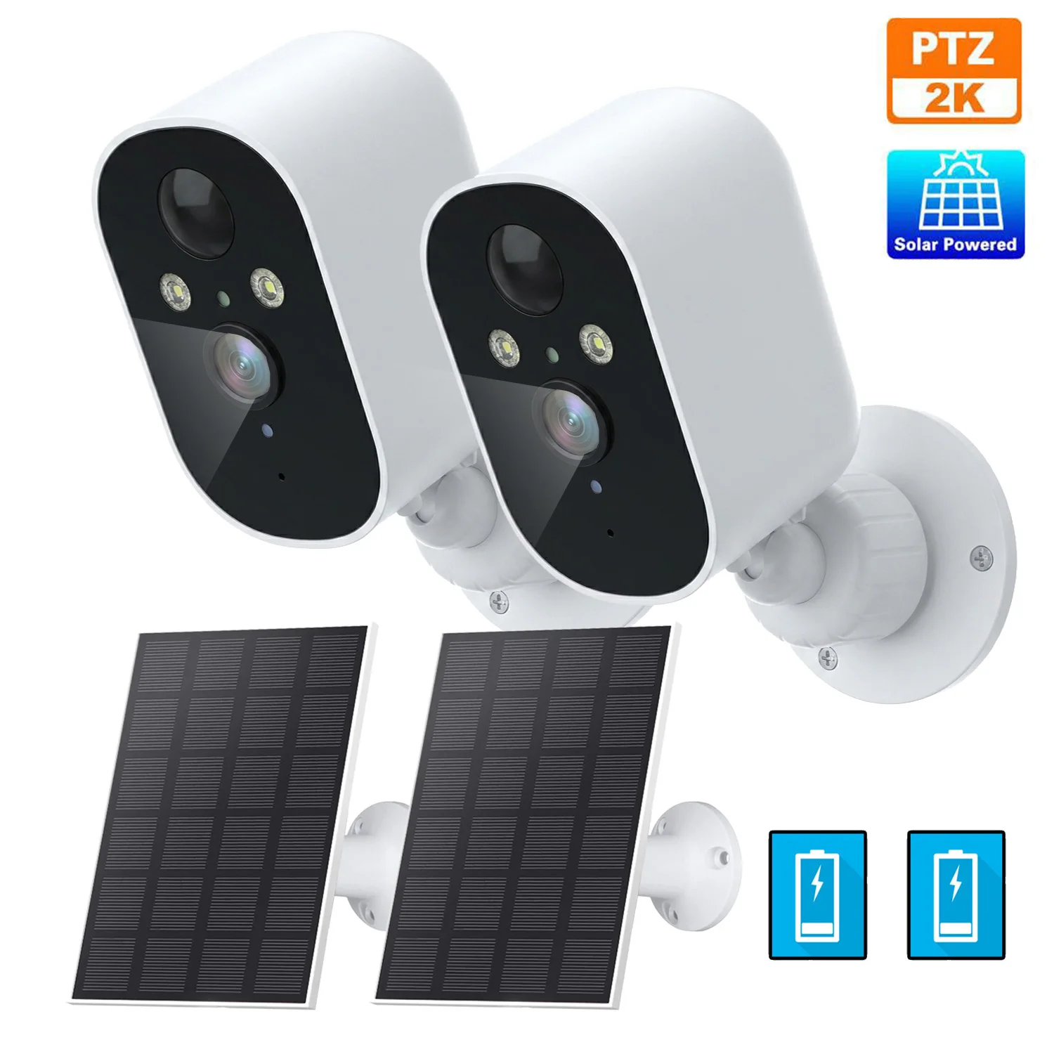 

2-Pack WiFi Solar Battery Outdoor Wireless Solar Powered Security Camera 3MP AI Human Motion Detection,2 Way Audio,Night Vision