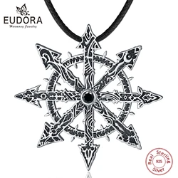 Eudora 925 Sterling Silver Chaos Star Pendant Chaos Star Magic Pendant Kabbalah Chaos Wheel amulet Necklace Punk Jewelry for Man