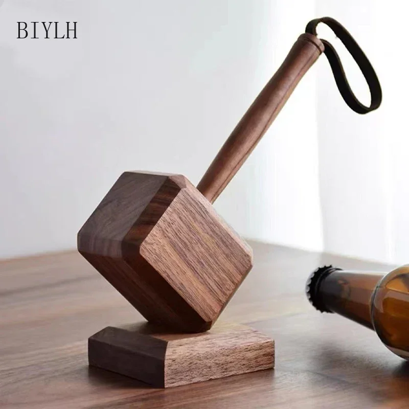 

Solid Wood Bottle Opener Hammer Creativity Beer Bottle Opening Tool Home Decoration Desktop Ornamental Personalized Gift