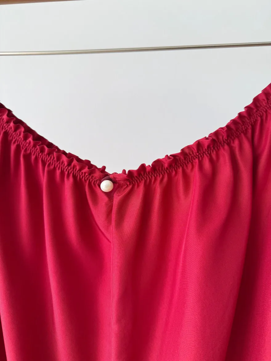 Hand-stitched Pearl 18m Silk Midi Skirt for Women