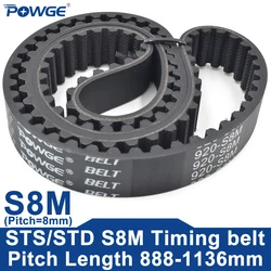 POWGE STD S8M Timing belt Lp=888-1136mm 896 904 912 920 928 936 944 952 960 968 976 984 992 1000 1008 1016 1024 1032 1040 1048