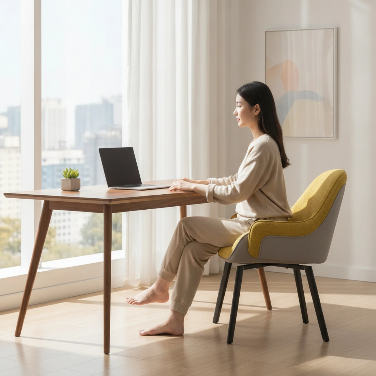 Swivel Dining Chair Textile Upholstered Chair with Steel Legs Soft Comfortable for Home Office, Reading Corner