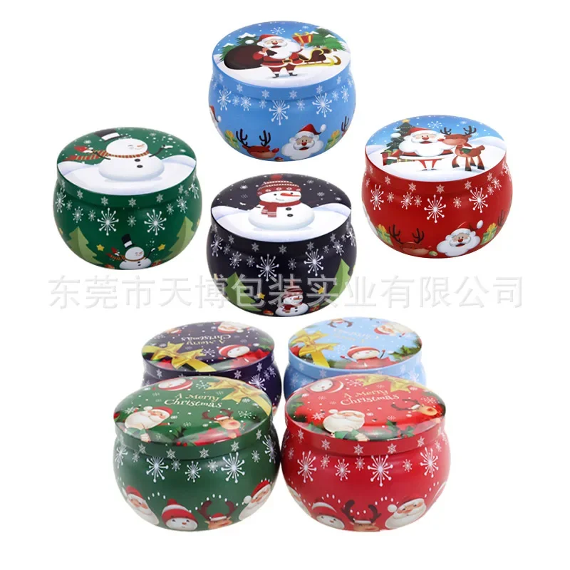 Tea Box Retro Pattern Metal Jar Circular Tins Kitchen Cans Candy Aromatherapy Candle Portable Universal Storage Sealed Container