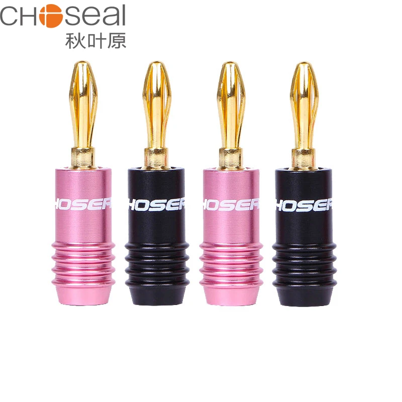 CHOSEAL Gold Plated Speaker Banana Plugs For Speaker Wire Home Theater Amplifier Audio Adapter Banana Adapter Connector 4pcs/Lot