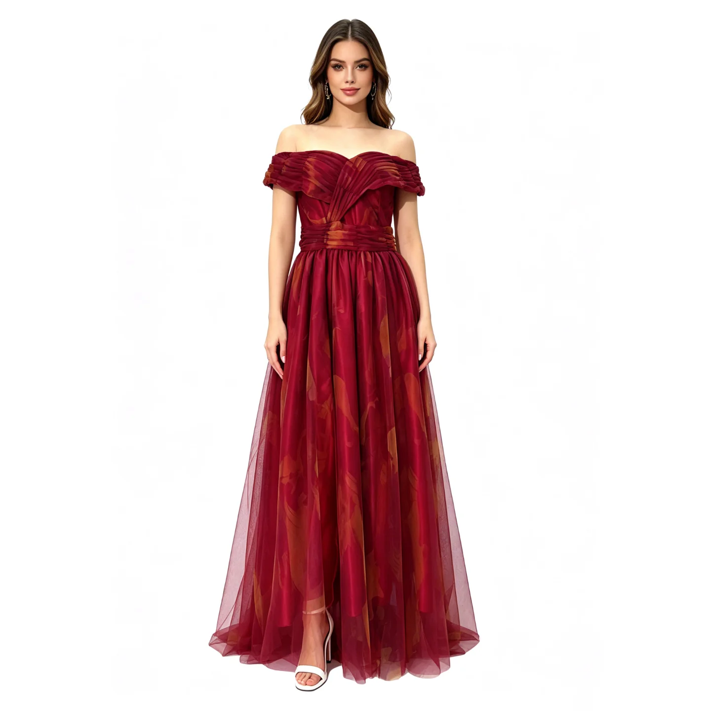 Cross-Border One-Shoulder Tube Top Evening Gown for Hostess Stage Performance Costume Yearly Conference Stage Dress