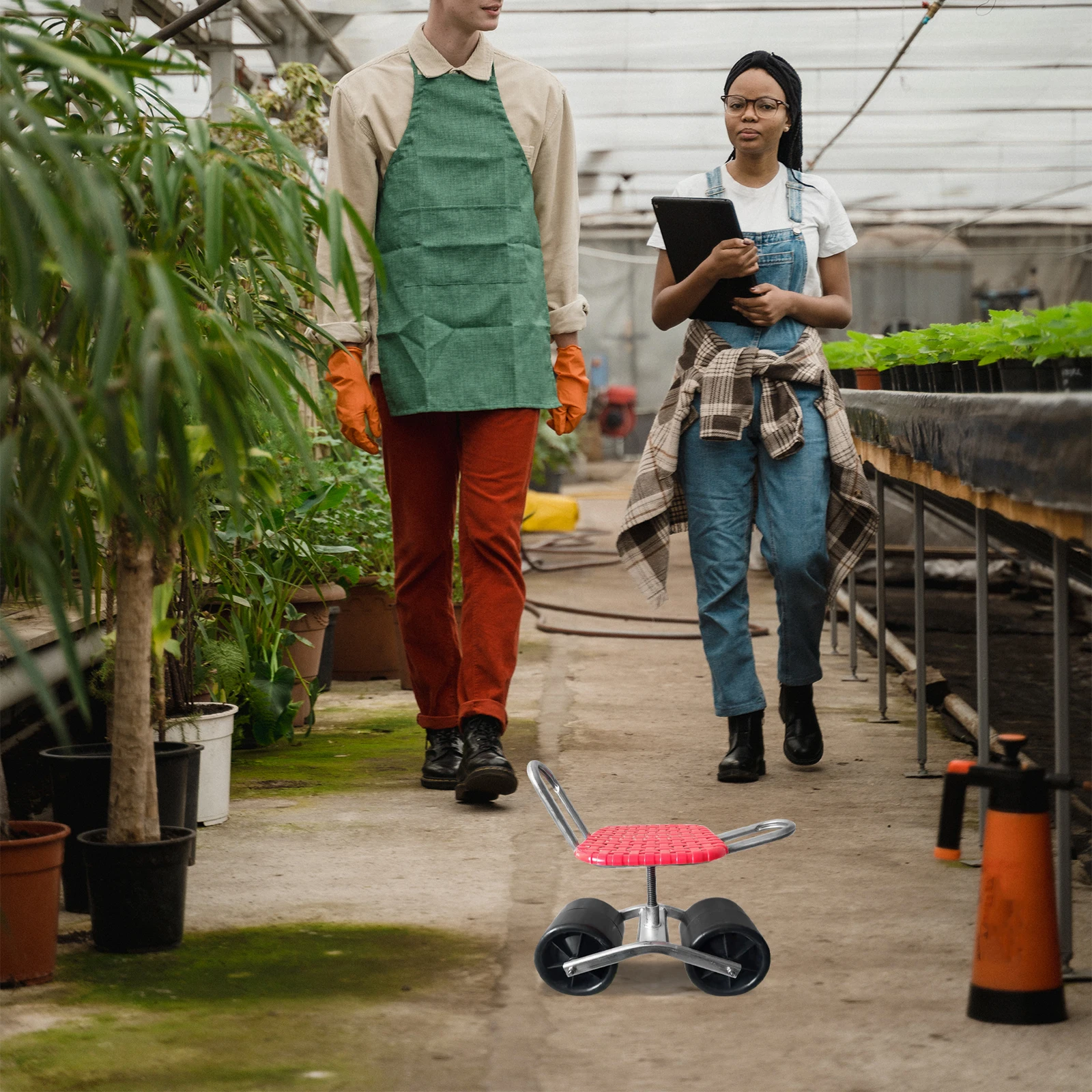 

Garden Stool Durable Lightweight Rubber Material Rolling Seat for Camping Fishing Gardening Weeding Stool Wheel Accessories