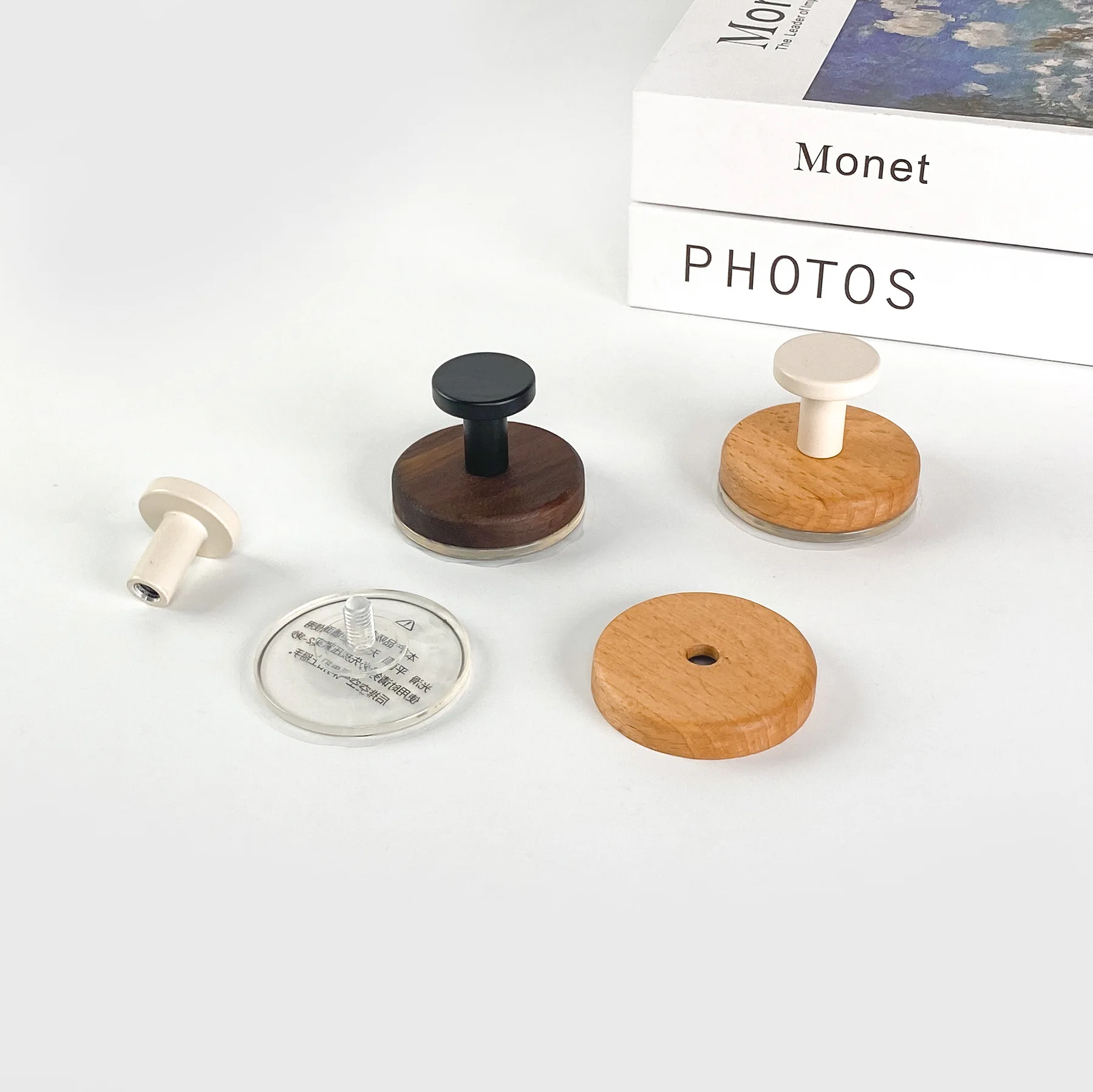 2026 hot Kitchen and bathroom traceless wooden suction cup hook without punching vacuum coat hook solid wood movable suction cup