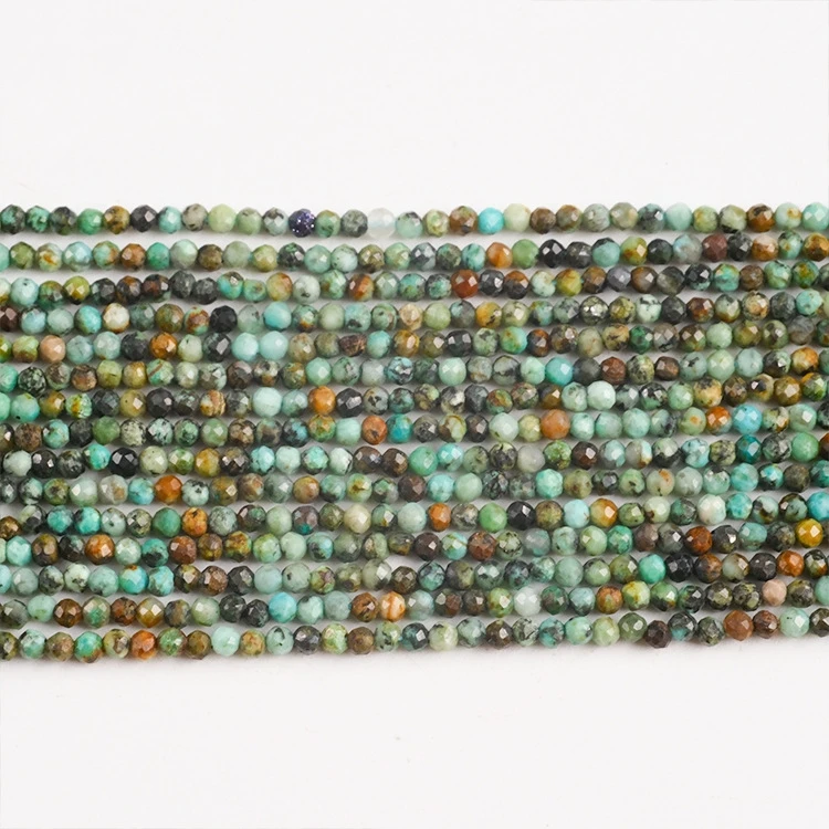 Natural Stone Beads 2 3 4mm Faceted African Turquoise Gemstone Bead Loose Spacer Beads For Jewelry Making DIY Bracelet 15'' Inch