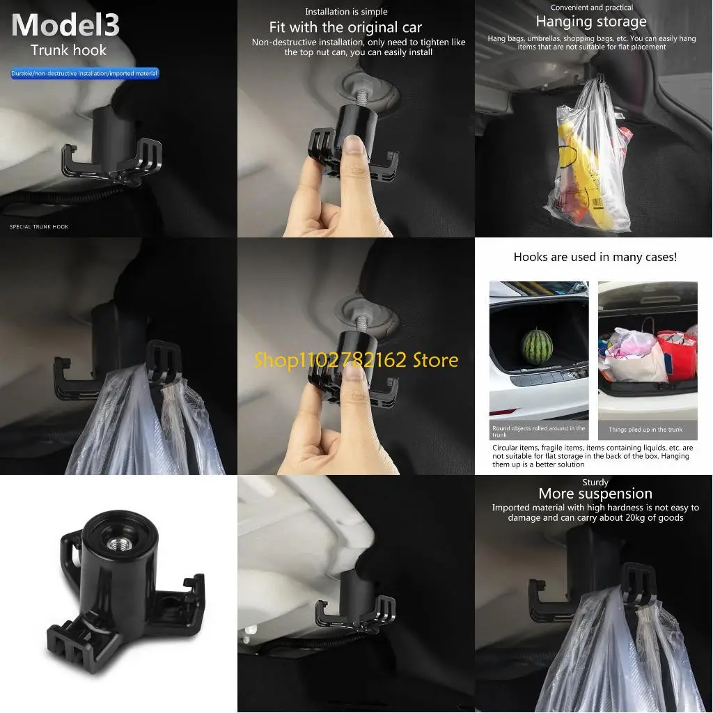 

547B For Trunk Hook Car Cargo Rear Trunk Bag Hook Holder Hanger Black
