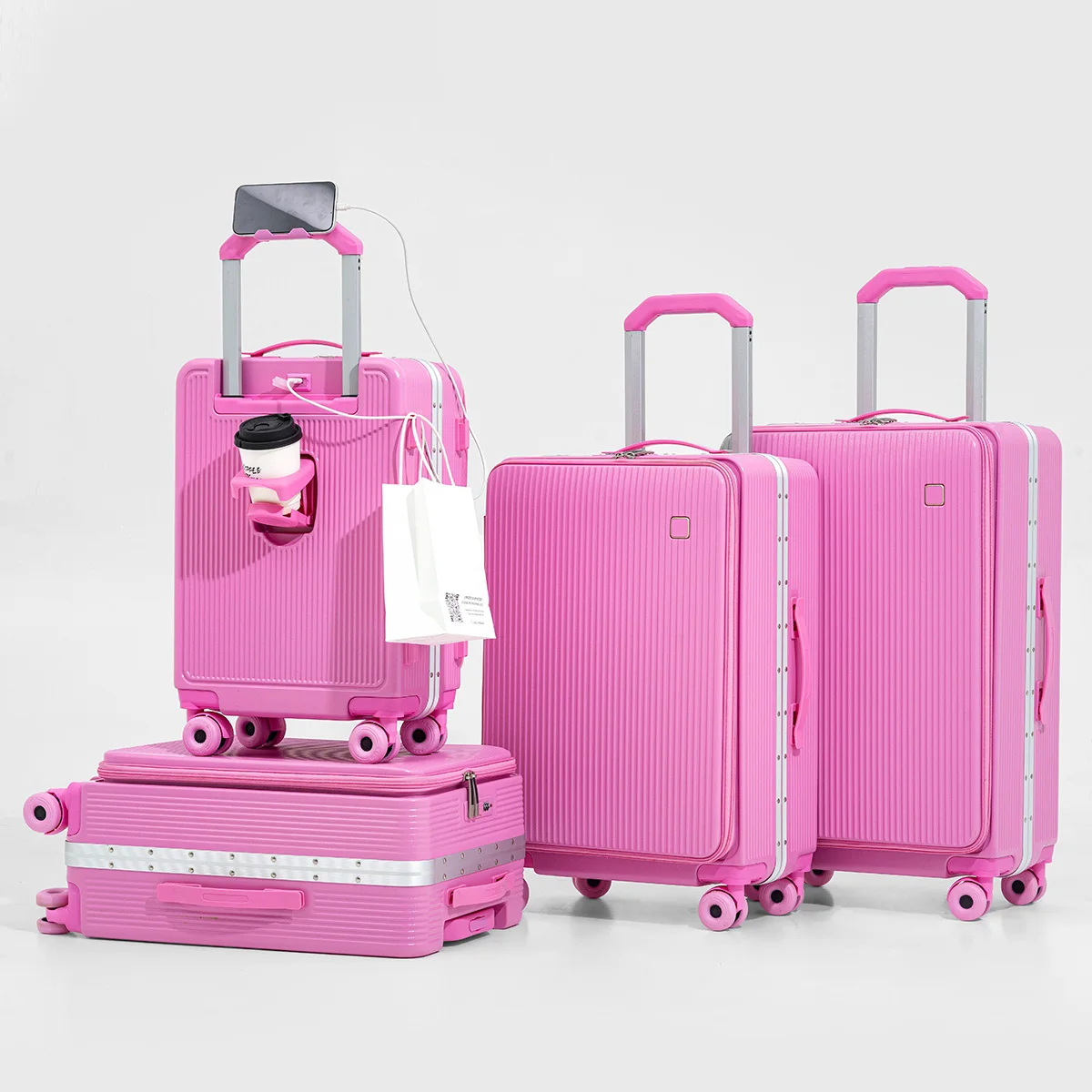 Maleta de Gran Capacidad con Apertura Lateral, y Diseño de Compartimento Profundo, Maleta de Viaje con Tapa Abatible de Apertura de Un Solo Toque, Caja con Contraseña, Material de PC, Uso de Alta Gama para Estudiantes