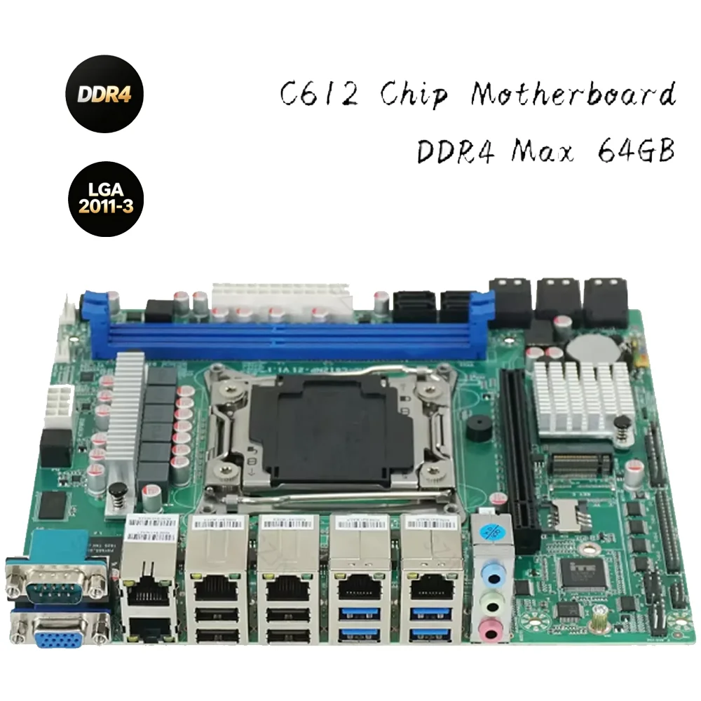 

LGA2011-3 X99 C612 Server Motherboard, Support Intel E5 V3/V4 CPU, 2.5G I226 NIC, 10 SATA RAID, For NAS & Home Router